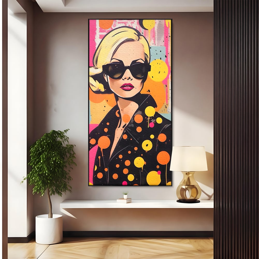 Tablou Canvas Premium LuxCanva® A1528, Fashion Glasses , Room, Femeie, Moda, Ochelari De Soare, Decorativ, Dressing, Club Sportiv, Culori Vibrante