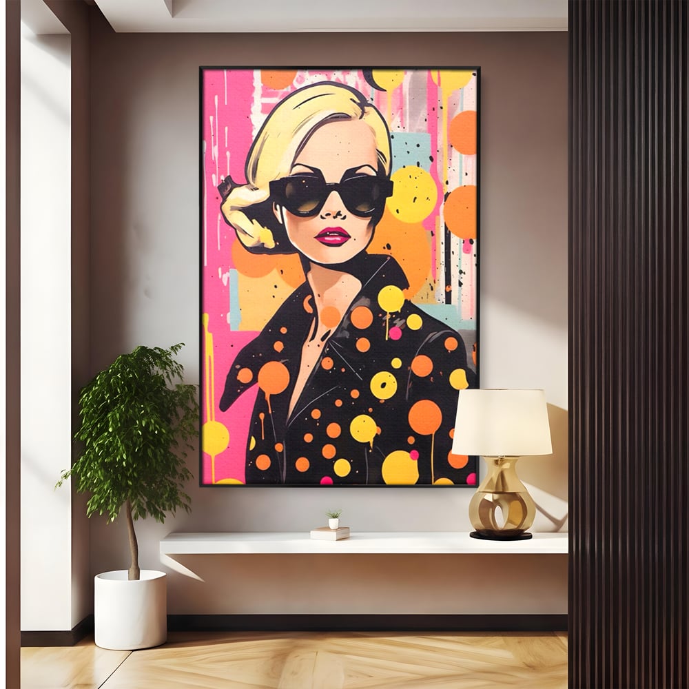 Tablou Canvas Premium LuxCanva® A1528, Fashion Glasses , Room, Femeie, Moda, Ochelari De Soare, Decorativ, Dressing, Club Sportiv, Culori Vibrante