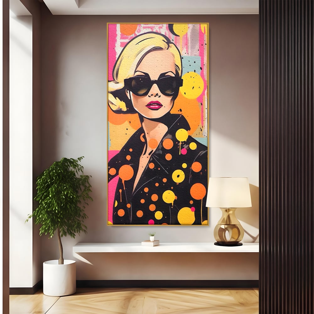 Tablou Canvas Premium LuxCanva® A1528, Fashion Glasses , Room, Femeie, Moda, Ochelari De Soare, Decorativ, Dressing, Club Sportiv, Culori Vibrante