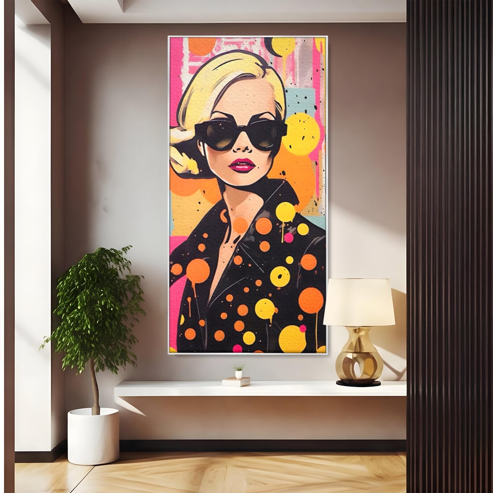 Tablou Canvas Premium LuxCanva® A1528, Fashion Glasses , Room, Femeie, Moda, Ochelari De Soare, Decorativ, Dressing, Club Sportiv, Culori Vibrante