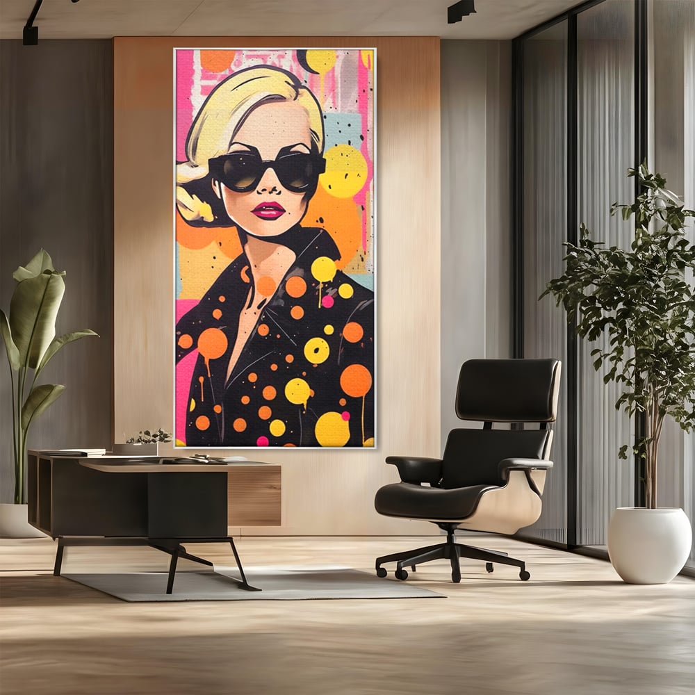 Tablou Canvas Premium LuxCanva® A1528, Fashion Glasses , Room, Femeie, Moda, Ochelari De Soare, Decorativ, Dressing, Club Sportiv, Culori Vibrante