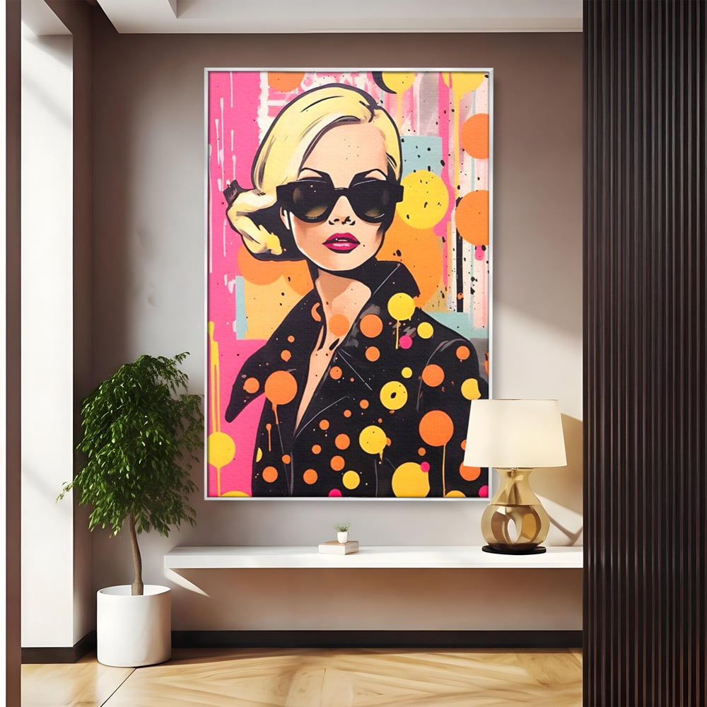 Tablou Canvas Premium LuxCanva® A1528, Fashion Glasses , Room, Femeie, Moda, Ochelari De Soare, Decorativ, Dressing, Club Sportiv, Culori Vibrante