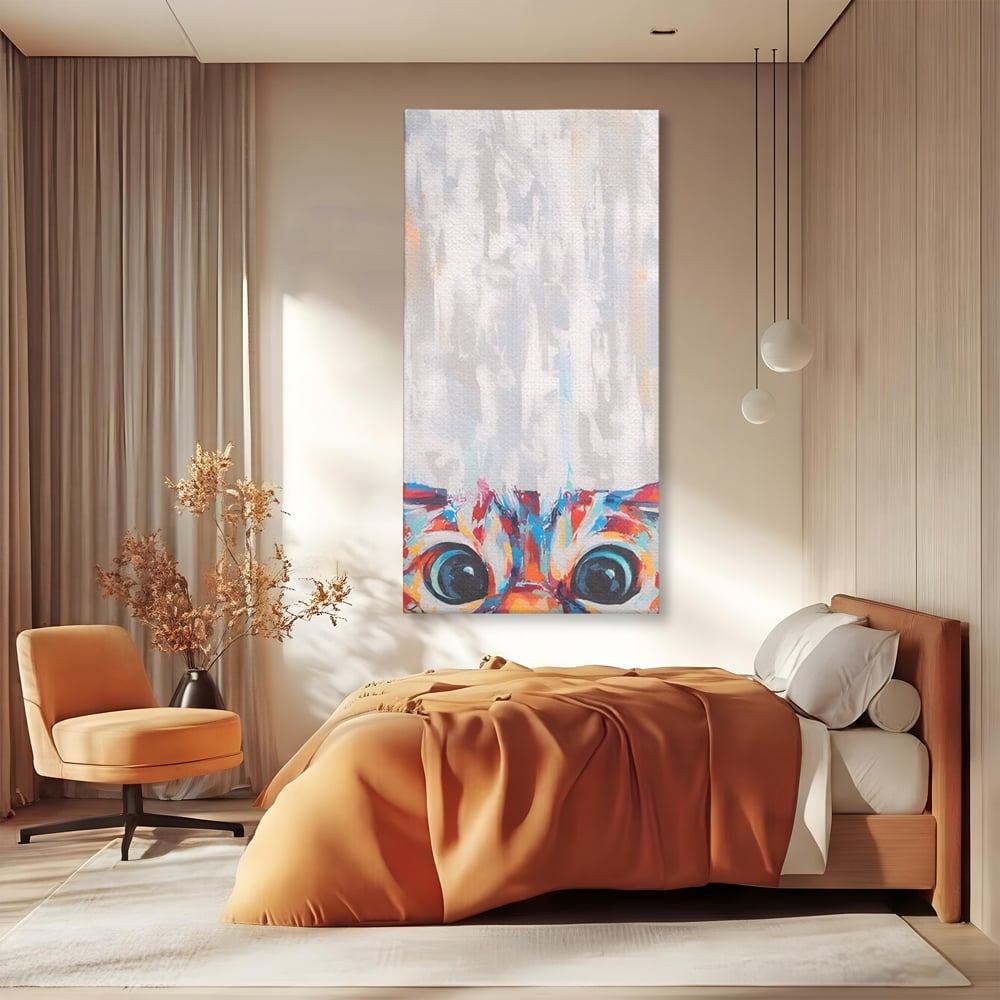 Tablou Canvas Premium LuxCanva® A1529, Cat Eyes , Room, Pisica, Privire, Animal, Felina, Dressing, Club Sportiv, Culori Vibrante