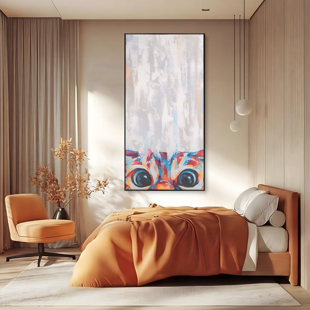 Tablou Canvas Premium LuxCanva® A1529, Cat Eyes , Room, Pisica, Privire, Animal, Felina, Dressing, Club Sportiv, Culori Vibrante