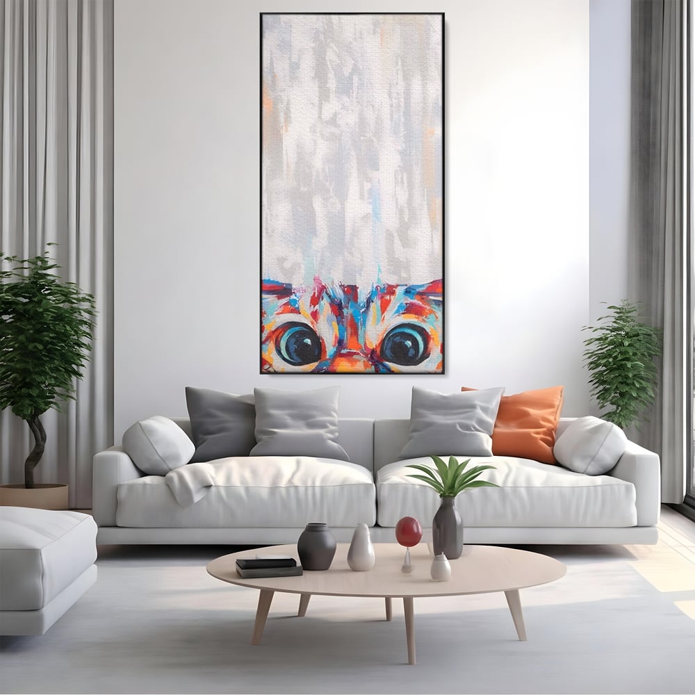 Tablou Canvas Premium LuxCanva® A1529, Cat Eyes , Room, Pisica, Privire, Animal, Felina, Dressing, Club Sportiv, Culori Vibrante