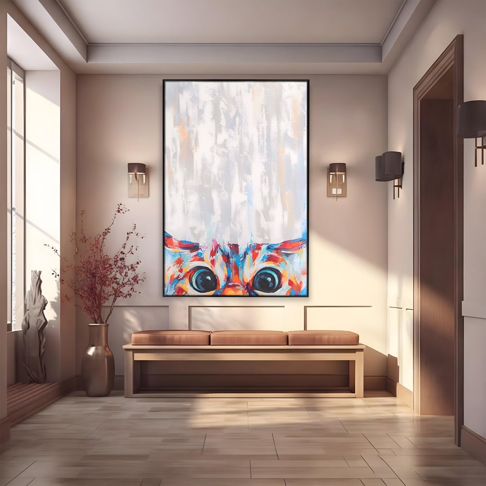 Tablou Canvas Premium LuxCanva® A1529, Cat Eyes , Room, Pisica, Privire, Animal, Felina, Dressing, Club Sportiv, Culori Vibrante