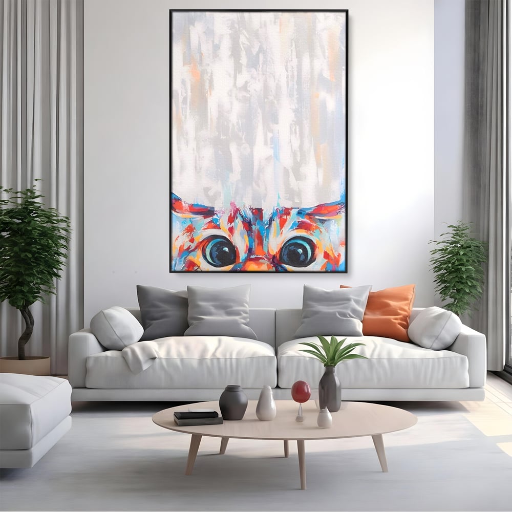 Tablou Canvas Premium LuxCanva® A1529, Cat Eyes , Room, Pisica, Privire, Animal, Felina, Dressing, Club Sportiv, Culori Vibrante