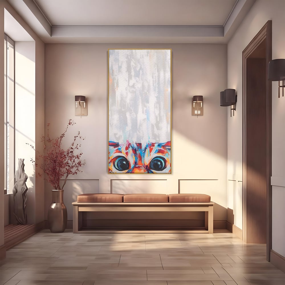 Tablou Canvas Premium LuxCanva® A1529, Cat Eyes , Room, Pisica, Privire, Animal, Felina, Dressing, Club Sportiv, Culori Vibrante