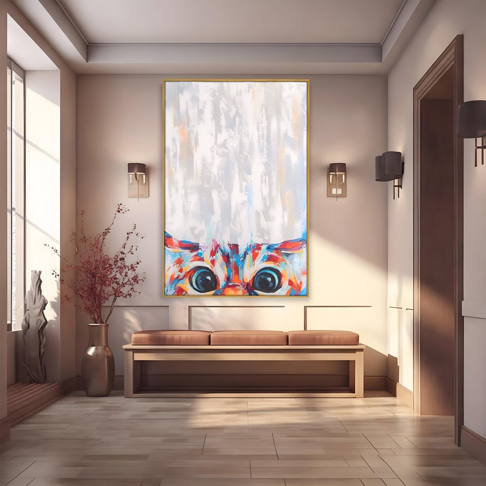 Tablou Canvas Premium LuxCanva® A1529, Cat Eyes , Room, Pisica, Privire, Animal, Felina, Dressing, Club Sportiv, Culori Vibrante