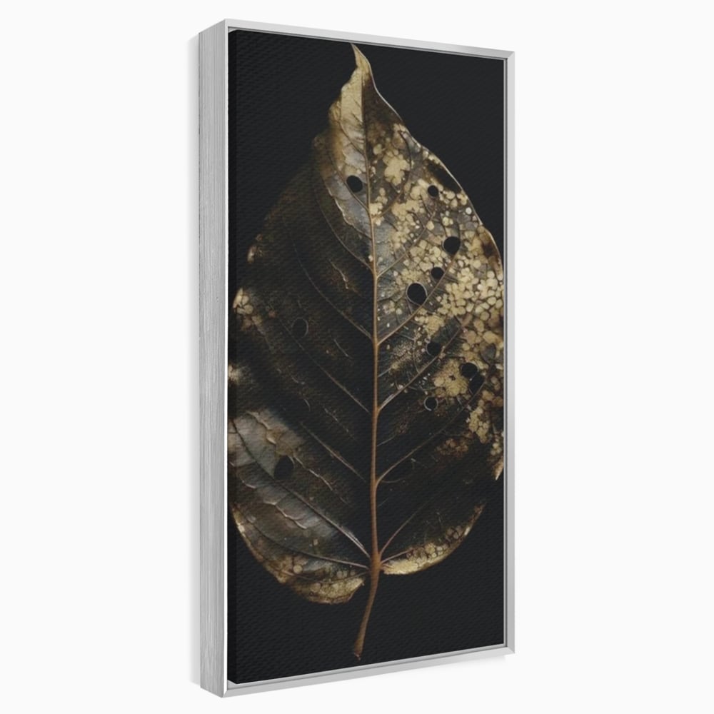 Tablou Canvas Premium, LuxCanva® A1530, Black Leaf , Living, Decorativ, Frunza, Natura, Auriu, Culori Vibrante