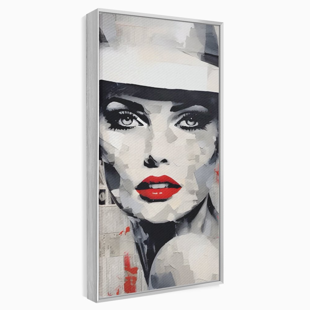 Tablou Canvas Premium LuxCanva® A1532, Madame , Room, Buze Rosii, Palarie, Frumusete, Living, Culori Vibrante