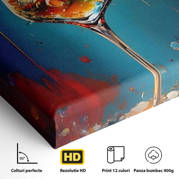 Tablou Canvas Premium LuxCanva® A1533, Picaturi De Gheata , Room, Cocktail, Alcool, Colorat, Restaurant, Culori Vibrante