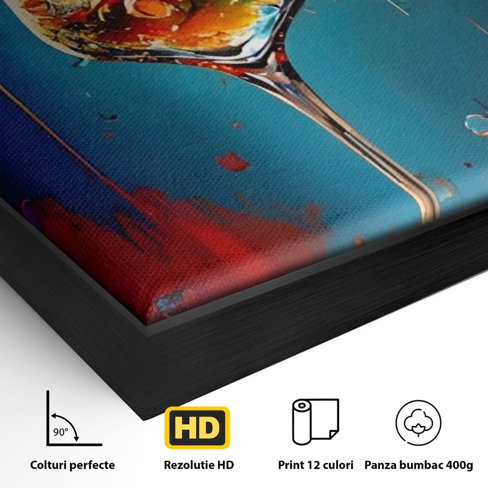Tablou Canvas Premium LuxCanva® A1533, Picaturi De Gheata , Room, Cocktail, Alcool, Colorat, Restaurant, Culori Vibrante