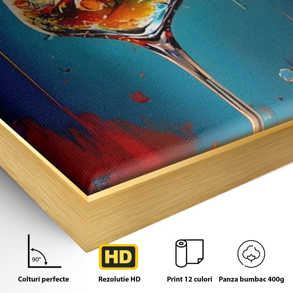 Tablou Canvas Premium LuxCanva® A1533, Picaturi De Gheata , Room, Cocktail, Alcool, Colorat, Restaurant, Culori Vibrante