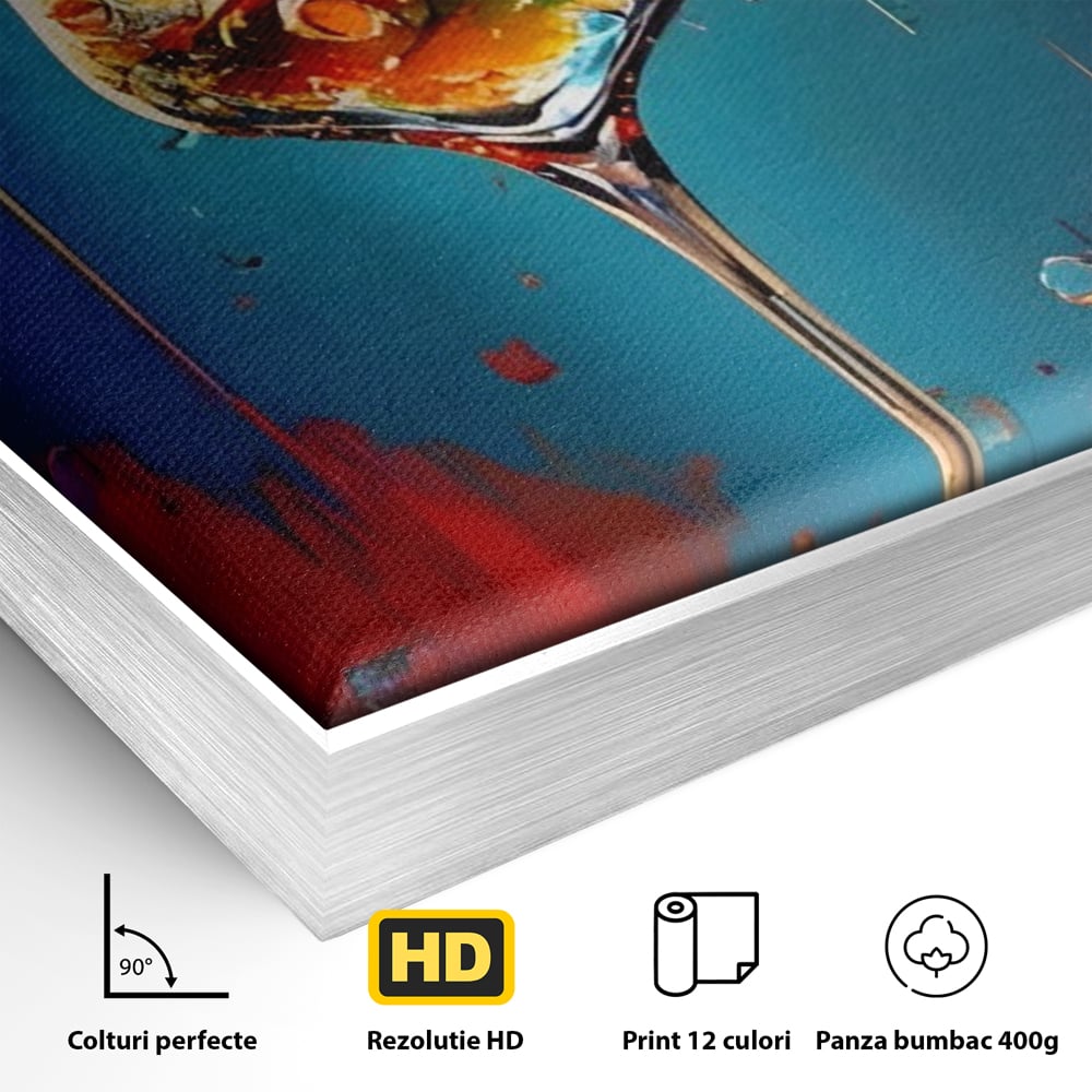 Tablou Canvas Premium LuxCanva® A1533, Picaturi De Gheata , Room, Cocktail, Alcool, Colorat, Restaurant, Culori Vibrante