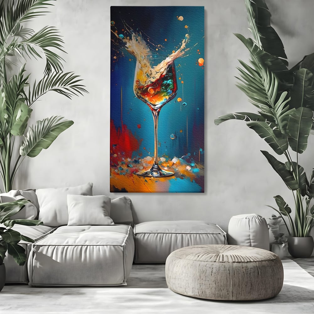Tablou Canvas Premium LuxCanva® A1533, Picaturi De Gheata , Room, Cocktail, Alcool, Colorat, Restaurant, Culori Vibrante