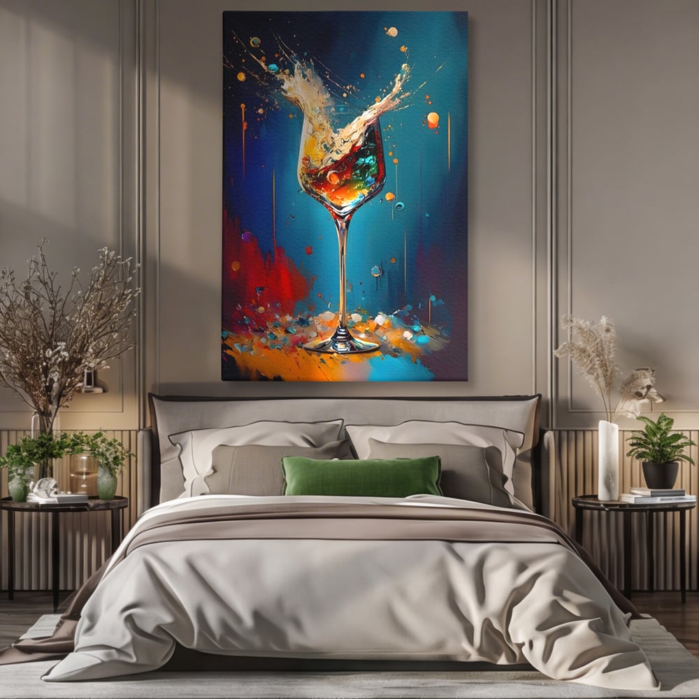 Tablou Canvas Premium LuxCanva® A1533, Picaturi De Gheata , Room, Cocktail, Alcool, Colorat, Restaurant, Culori Vibrante