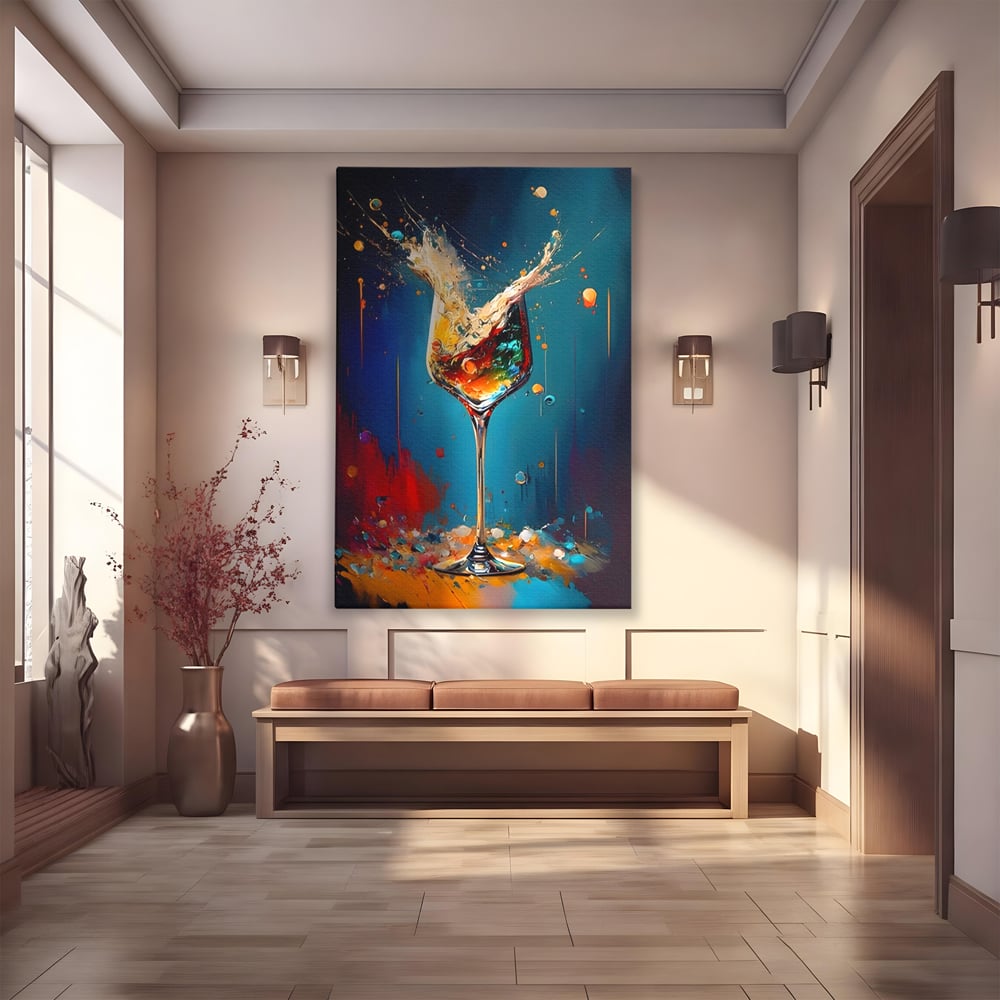 Tablou Canvas Premium LuxCanva® A1533, Picaturi De Gheata , Room, Cocktail, Alcool, Colorat, Restaurant, Culori Vibrante