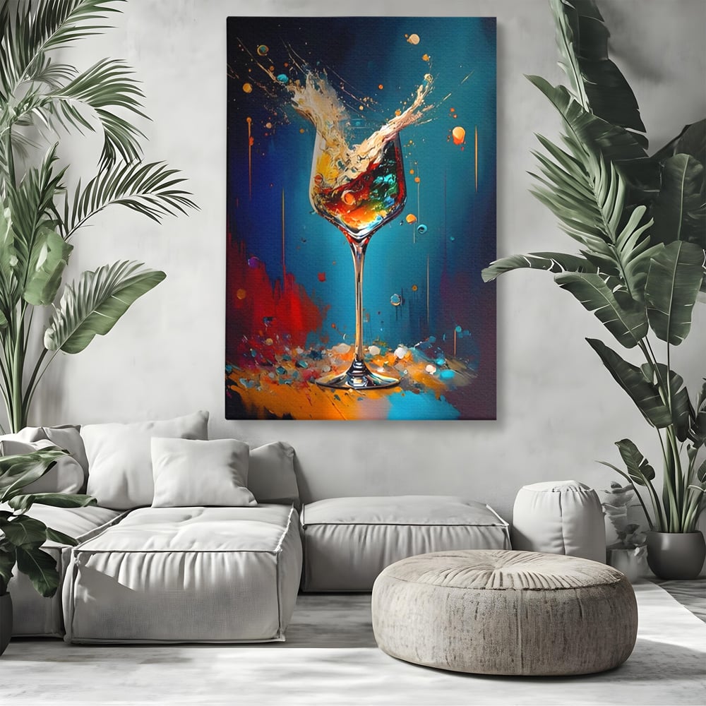 Tablou Canvas Premium LuxCanva® A1533, Picaturi De Gheata , Room, Cocktail, Alcool, Colorat, Restaurant, Culori Vibrante