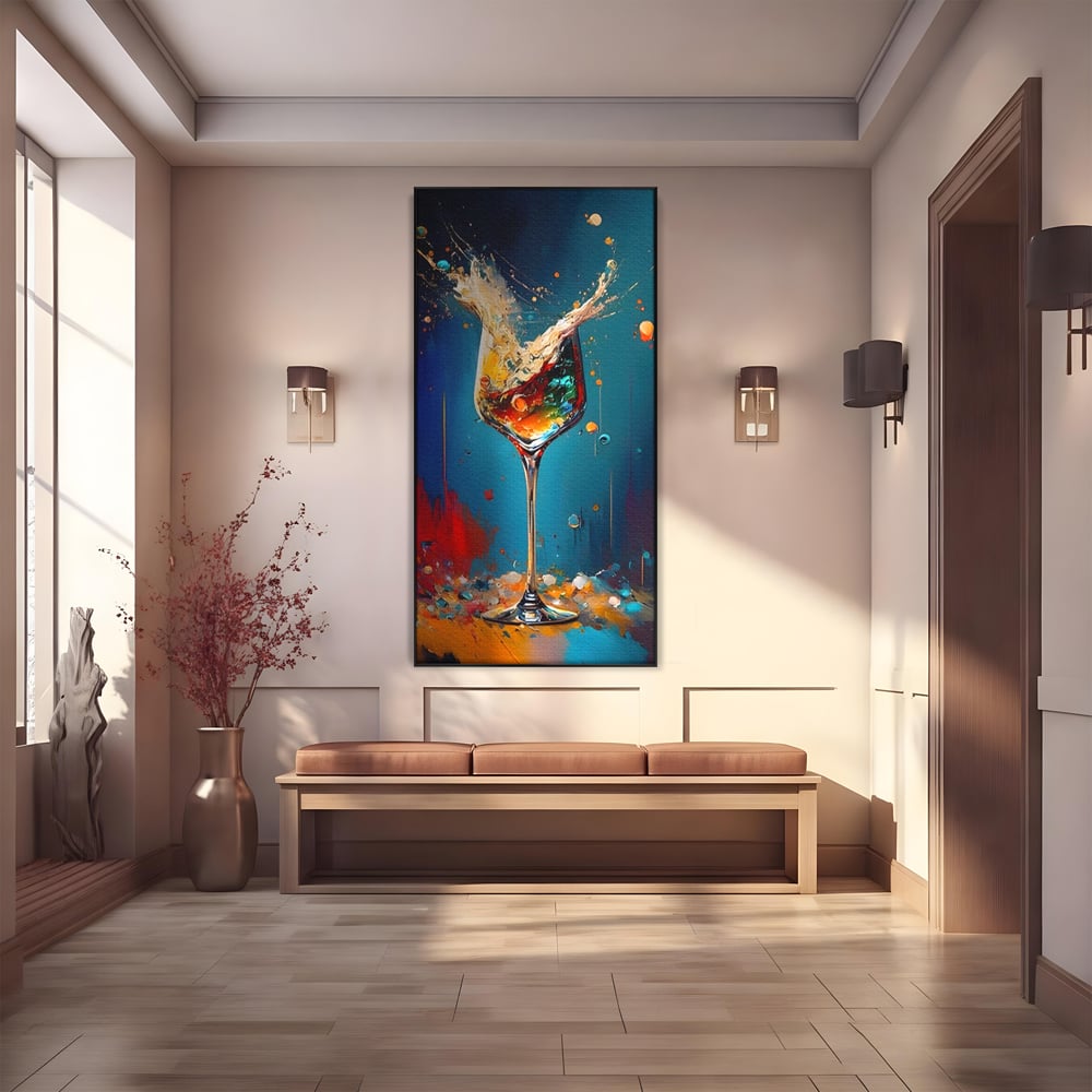 Tablou Canvas Premium LuxCanva® A1533, Picaturi De Gheata , Room, Cocktail, Alcool, Colorat, Restaurant, Culori Vibrante