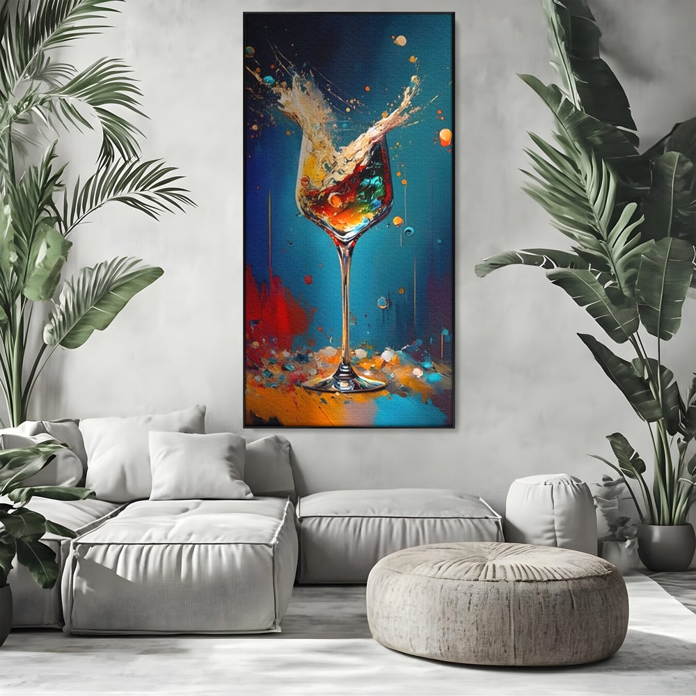 Tablou Canvas Premium LuxCanva® A1533, Picaturi De Gheata , Room, Cocktail, Alcool, Colorat, Restaurant, Culori Vibrante