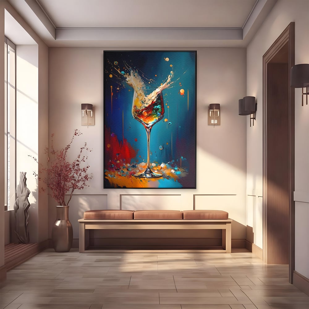 Tablou Canvas Premium LuxCanva® A1533, Picaturi De Gheata , Room, Cocktail, Alcool, Colorat, Restaurant, Culori Vibrante