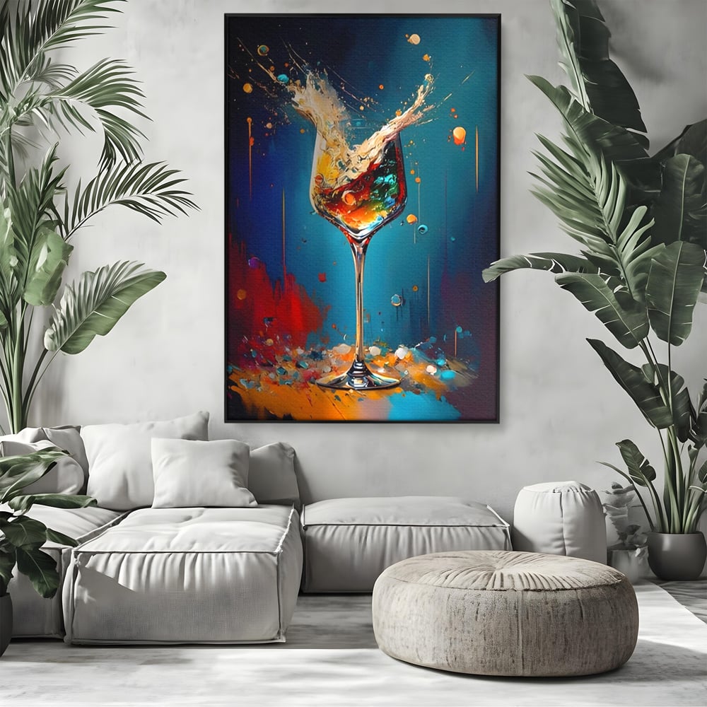 Tablou Canvas Premium LuxCanva® A1533, Picaturi De Gheata , Room, Cocktail, Alcool, Colorat, Restaurant, Culori Vibrante