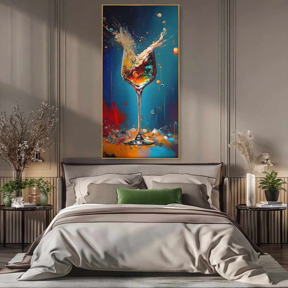 Tablou Canvas Premium LuxCanva® A1533, Picaturi De Gheata , Room, Cocktail, Alcool, Colorat, Restaurant, Culori Vibrante