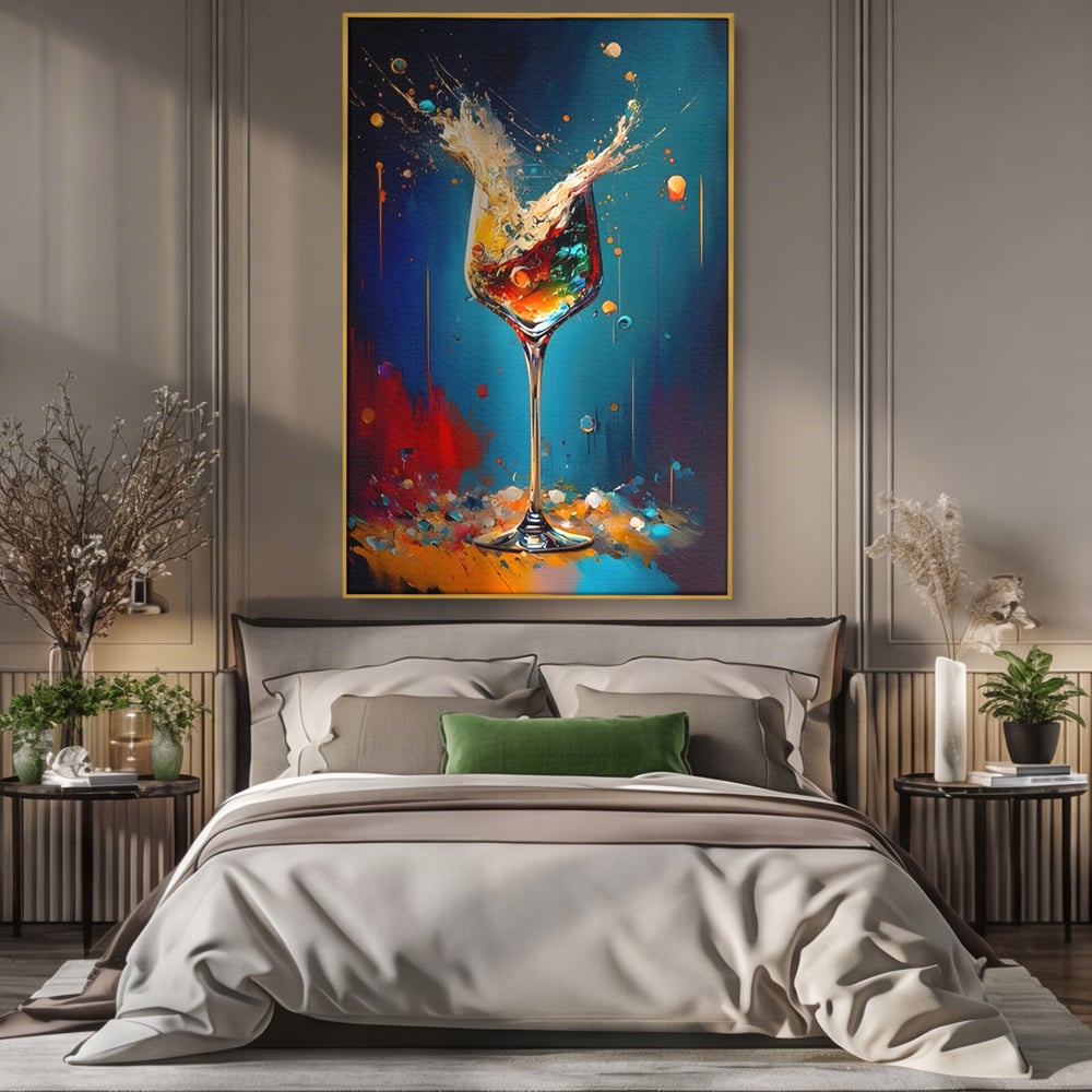 Tablou Canvas Premium LuxCanva® A1533, Picaturi De Gheata , Room, Cocktail, Alcool, Colorat, Restaurant, Culori Vibrante