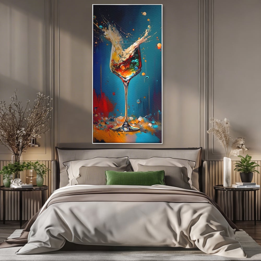 Tablou Canvas Premium LuxCanva® A1533, Picaturi De Gheata , Room, Cocktail, Alcool, Colorat, Restaurant, Culori Vibrante