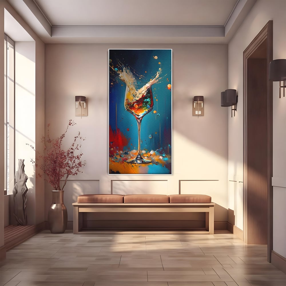 Tablou Canvas Premium LuxCanva® A1533, Picaturi De Gheata , Room, Cocktail, Alcool, Colorat, Restaurant, Culori Vibrante