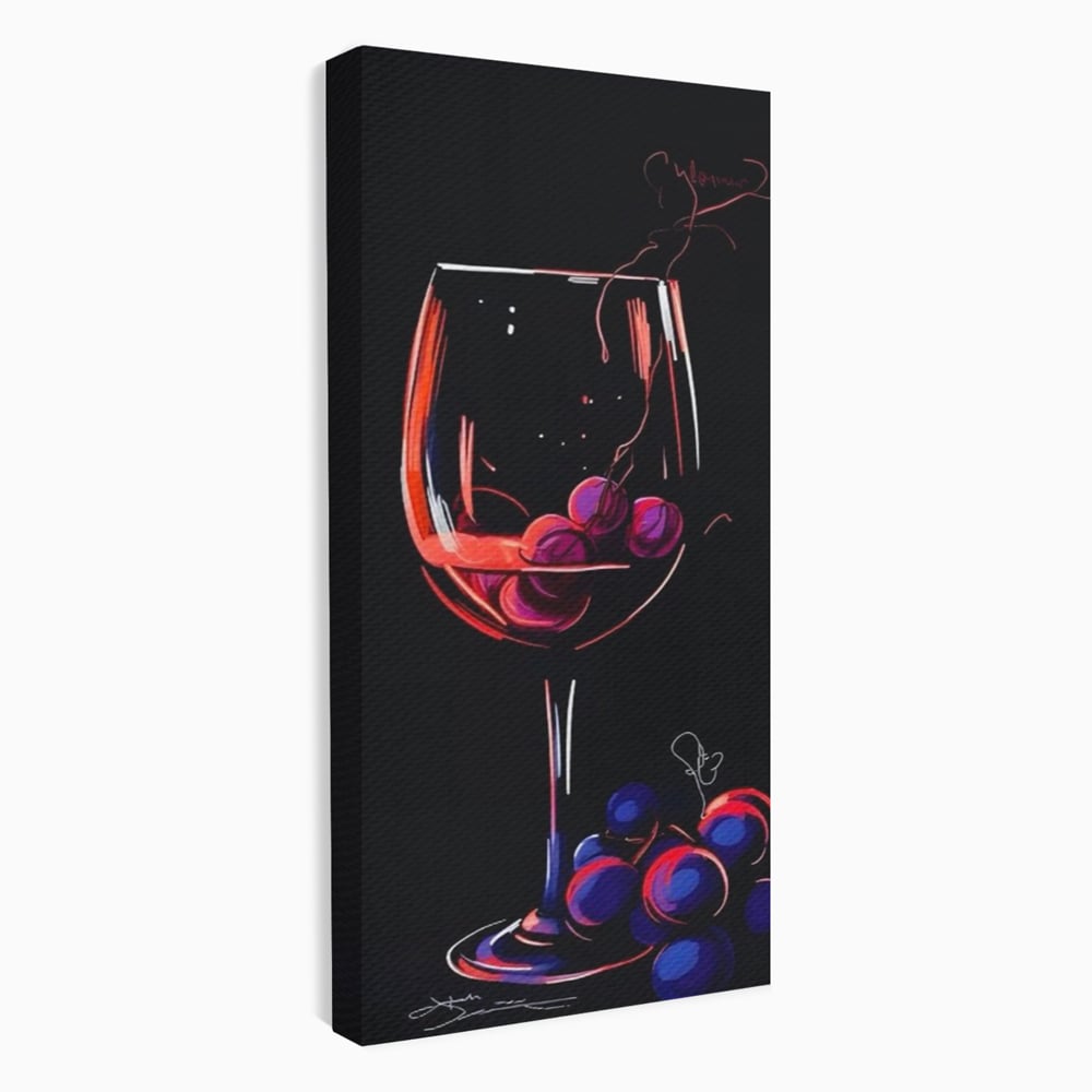 Tablou Canvas Premium LuxCanva® A1534, Pahar Cu Vin , Room, Struguri, Pahar, Fructe, Restaurant, Culori Vibrante