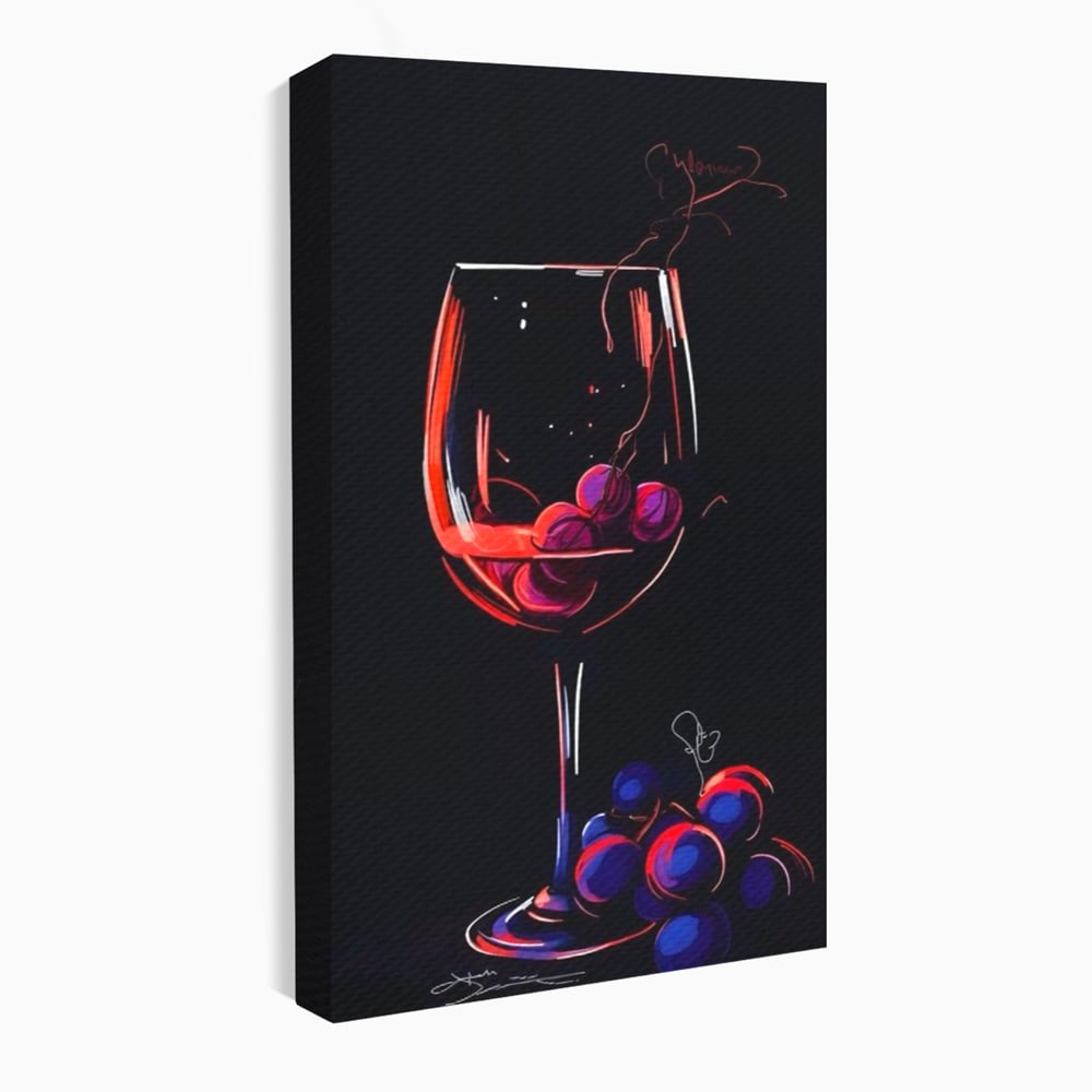 Tablou Canvas Premium LuxCanva® A1534, Pahar Cu Vin , Room, Struguri, Pahar, Fructe, Restaurant, Culori Vibrante