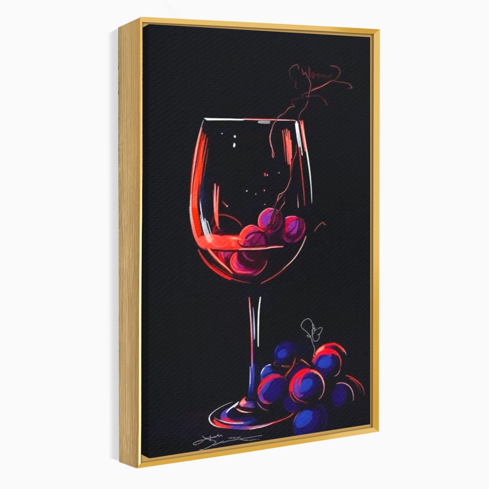 Tablou Canvas Premium LuxCanva® A1534, Pahar Cu Vin , Room, Struguri, Pahar, Fructe, Restaurant, Culori Vibrante