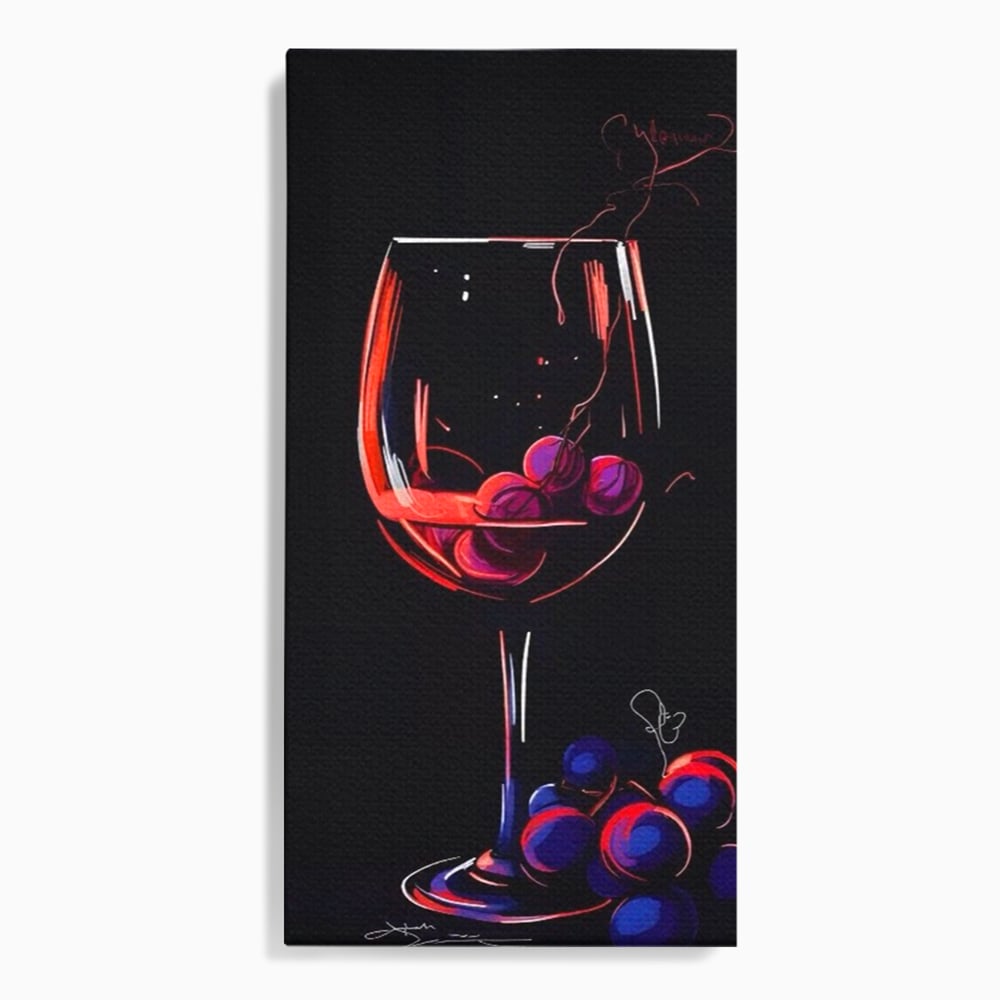 Tablou Canvas Premium LuxCanva® A1534, Pahar Cu Vin , Room, Struguri, Pahar, Fructe, Restaurant, Culori Vibrante