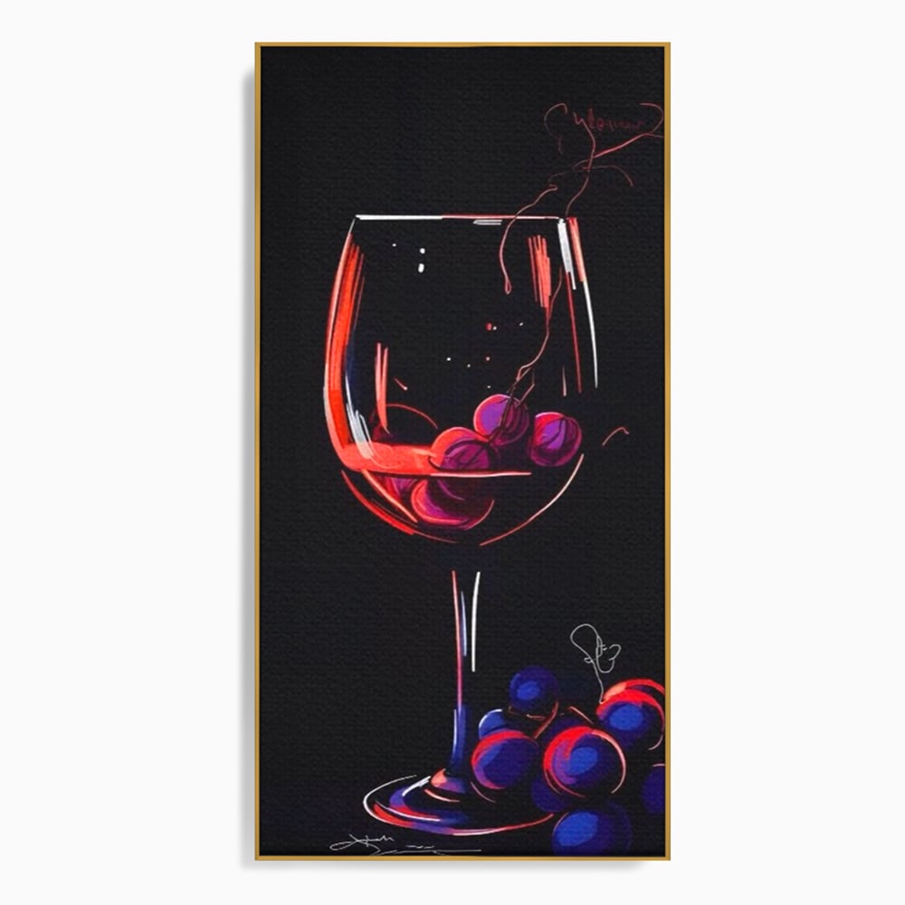 Tablou Canvas Premium LuxCanva® A1534, Pahar Cu Vin , Room, Struguri, Pahar, Fructe, Restaurant, Culori Vibrante