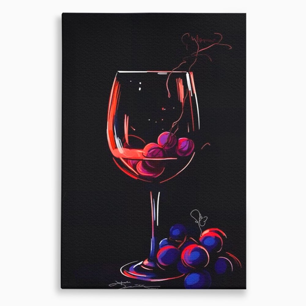Tablou Canvas Premium LuxCanva® A1534, Pahar Cu Vin , Room, Struguri, Pahar, Fructe, Restaurant, Culori Vibrante