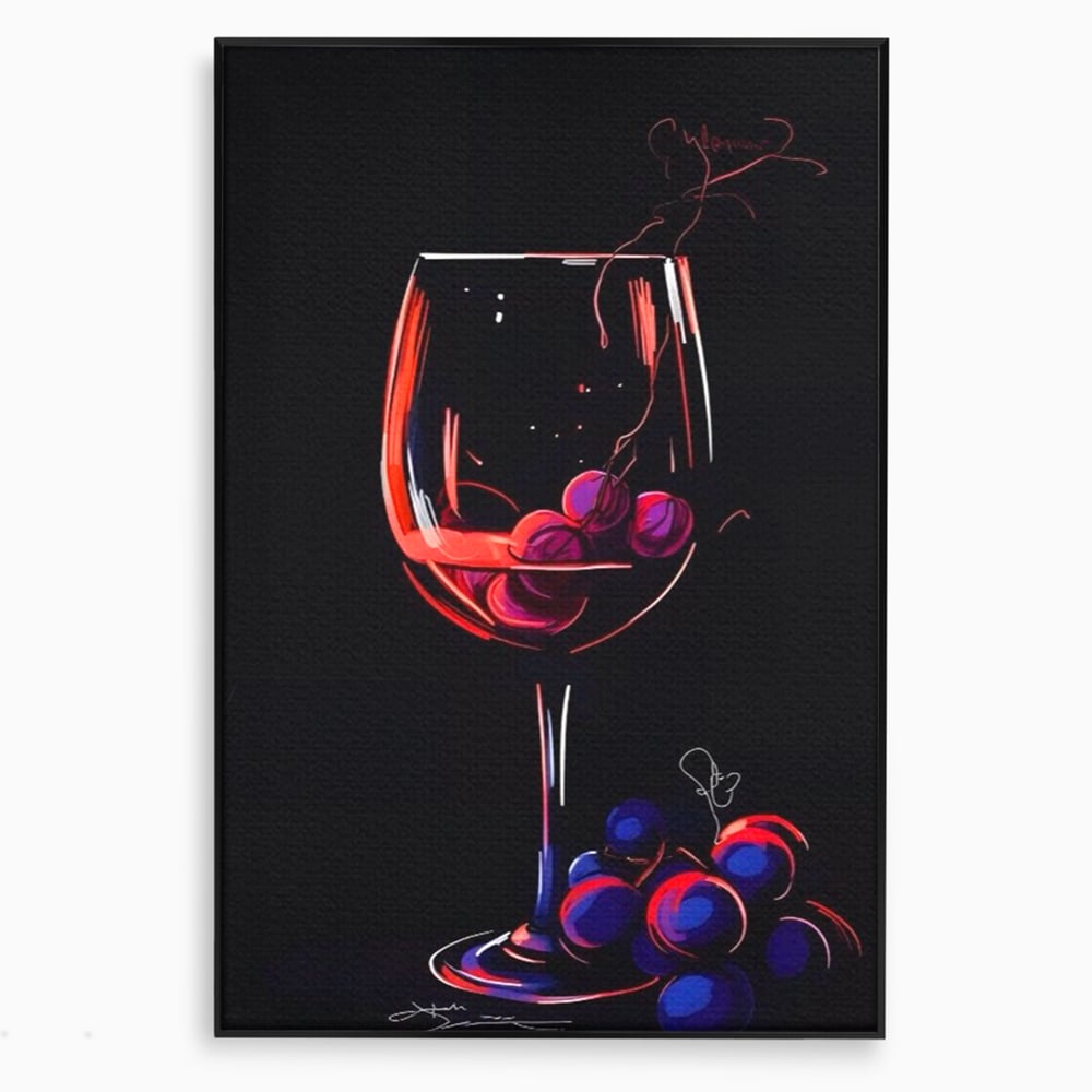 Tablou Canvas Premium LuxCanva® A1534, Pahar Cu Vin , Room, Struguri, Pahar, Fructe, Restaurant, Culori Vibrante