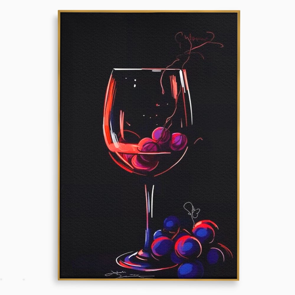 Tablou Canvas Premium LuxCanva® A1534, Pahar Cu Vin , Room, Struguri, Pahar, Fructe, Restaurant, Culori Vibrante