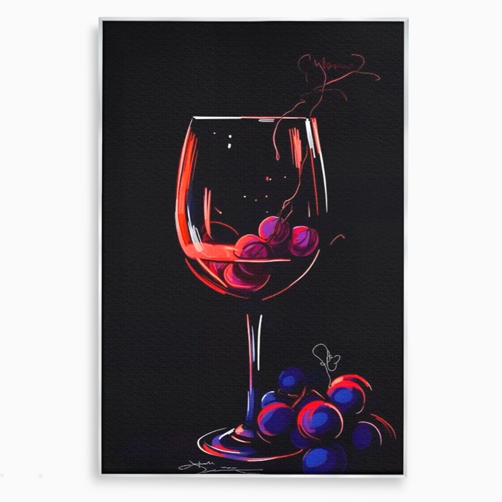 Tablou Canvas Premium LuxCanva® A1534, Pahar Cu Vin , Room, Struguri, Pahar, Fructe, Restaurant, Culori Vibrante