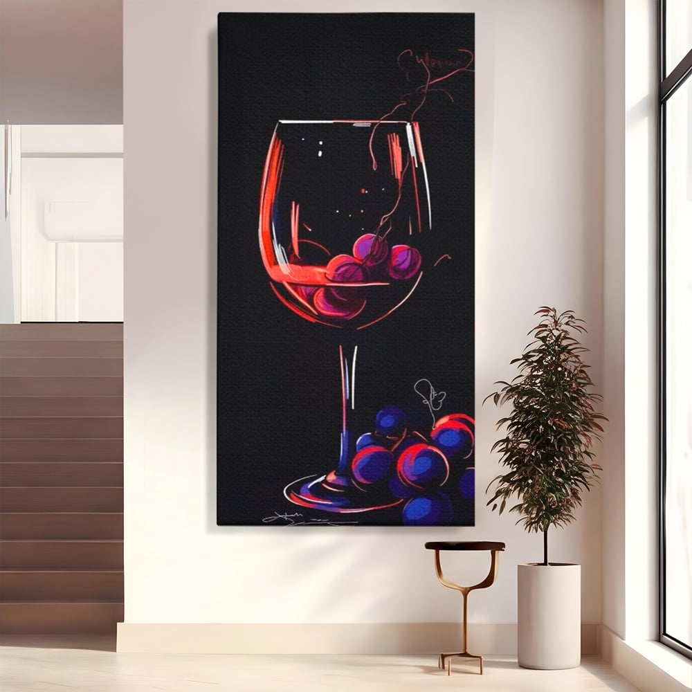 Tablou Canvas Premium LuxCanva® A1534, Pahar Cu Vin , Room, Struguri, Pahar, Fructe, Restaurant, Culori Vibrante