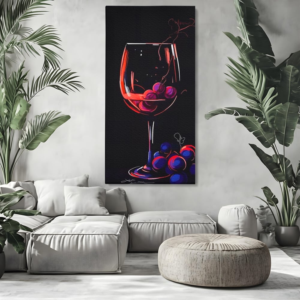 Tablou Canvas Premium LuxCanva® A1534, Pahar Cu Vin , Room, Struguri, Pahar, Fructe, Restaurant, Culori Vibrante