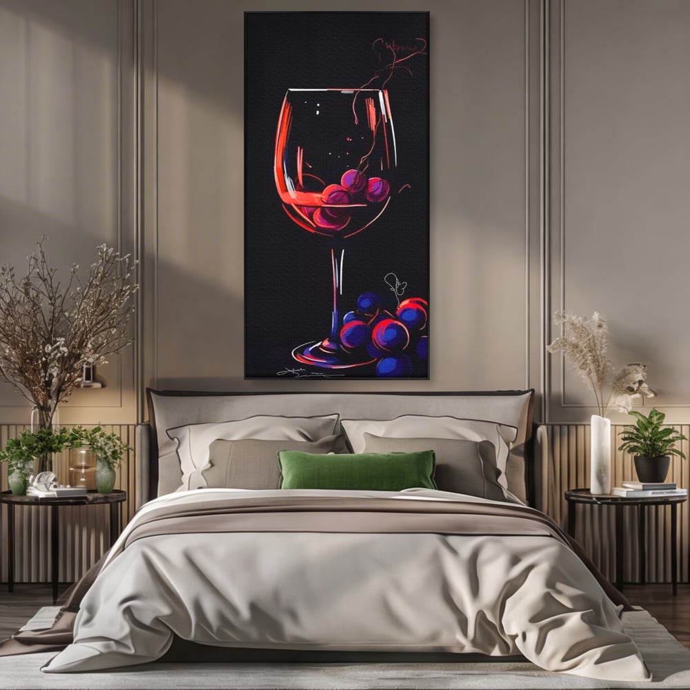 Tablou Canvas Premium LuxCanva® A1534, Pahar Cu Vin , Room, Struguri, Pahar, Fructe, Restaurant, Culori Vibrante