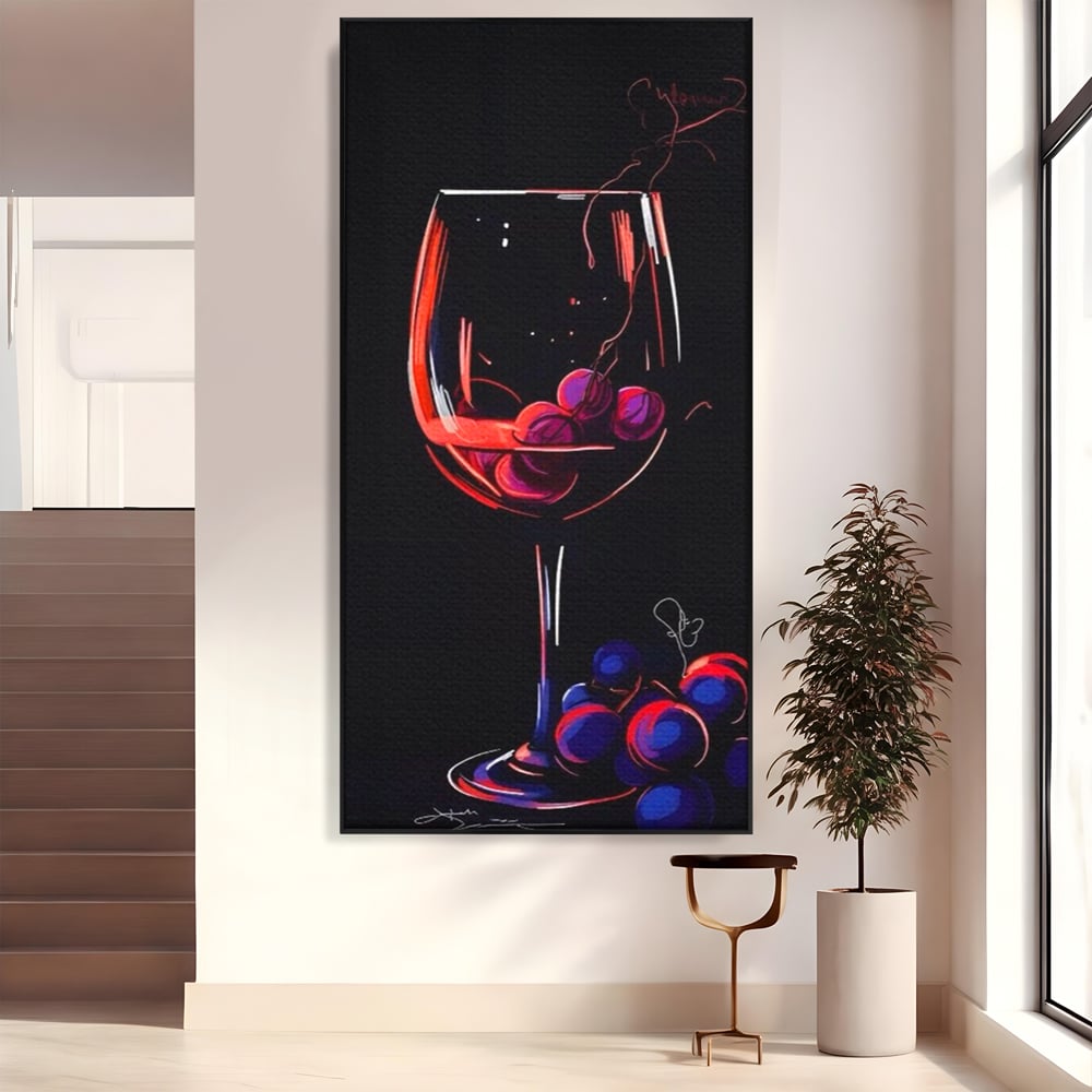 Tablou Canvas Premium LuxCanva® A1534, Pahar Cu Vin , Room, Struguri, Pahar, Fructe, Restaurant, Culori Vibrante