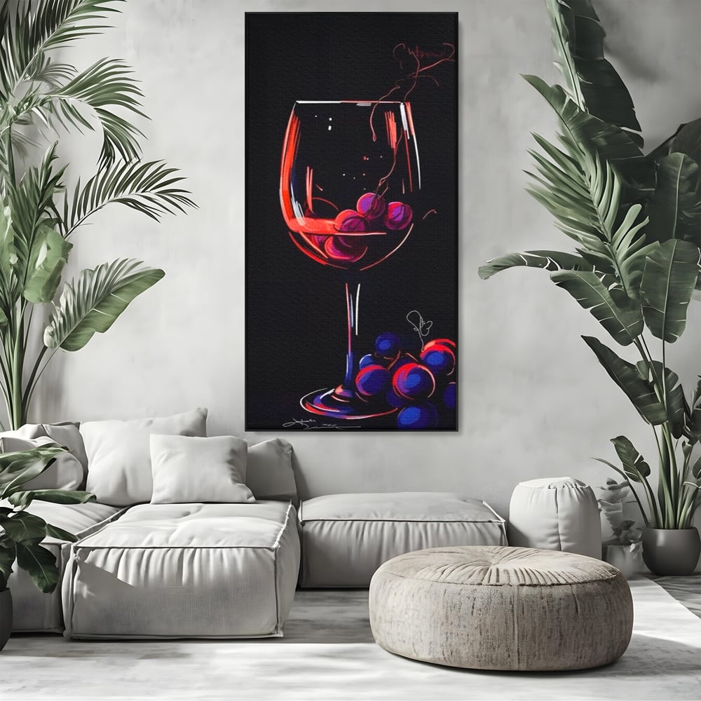 Tablou Canvas Premium LuxCanva® A1534, Pahar Cu Vin , Room, Struguri, Pahar, Fructe, Restaurant, Culori Vibrante