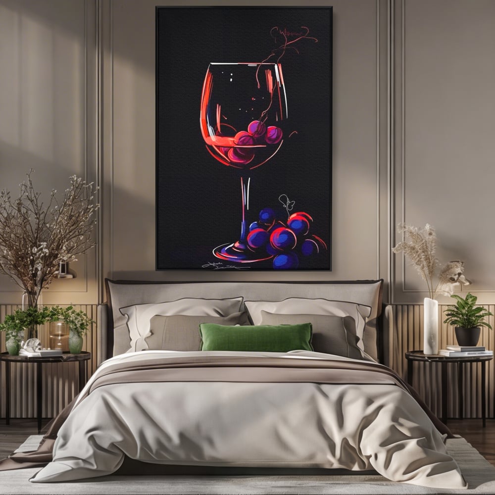 Tablou Canvas Premium LuxCanva® A1534, Pahar Cu Vin , Room, Struguri, Pahar, Fructe, Restaurant, Culori Vibrante
