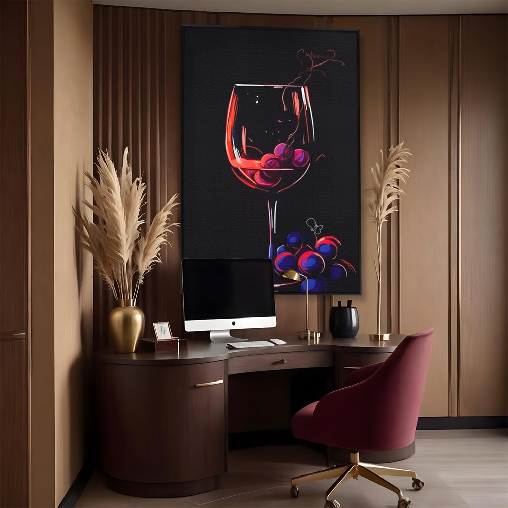 Tablou Canvas Premium LuxCanva® A1534, Pahar Cu Vin , Room, Struguri, Pahar, Fructe, Restaurant, Culori Vibrante