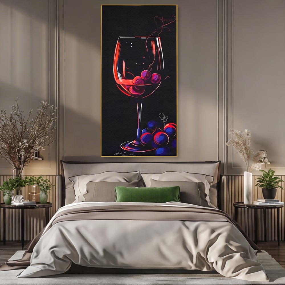 Tablou Canvas Premium LuxCanva® A1534, Pahar Cu Vin , Room, Struguri, Pahar, Fructe, Restaurant, Culori Vibrante