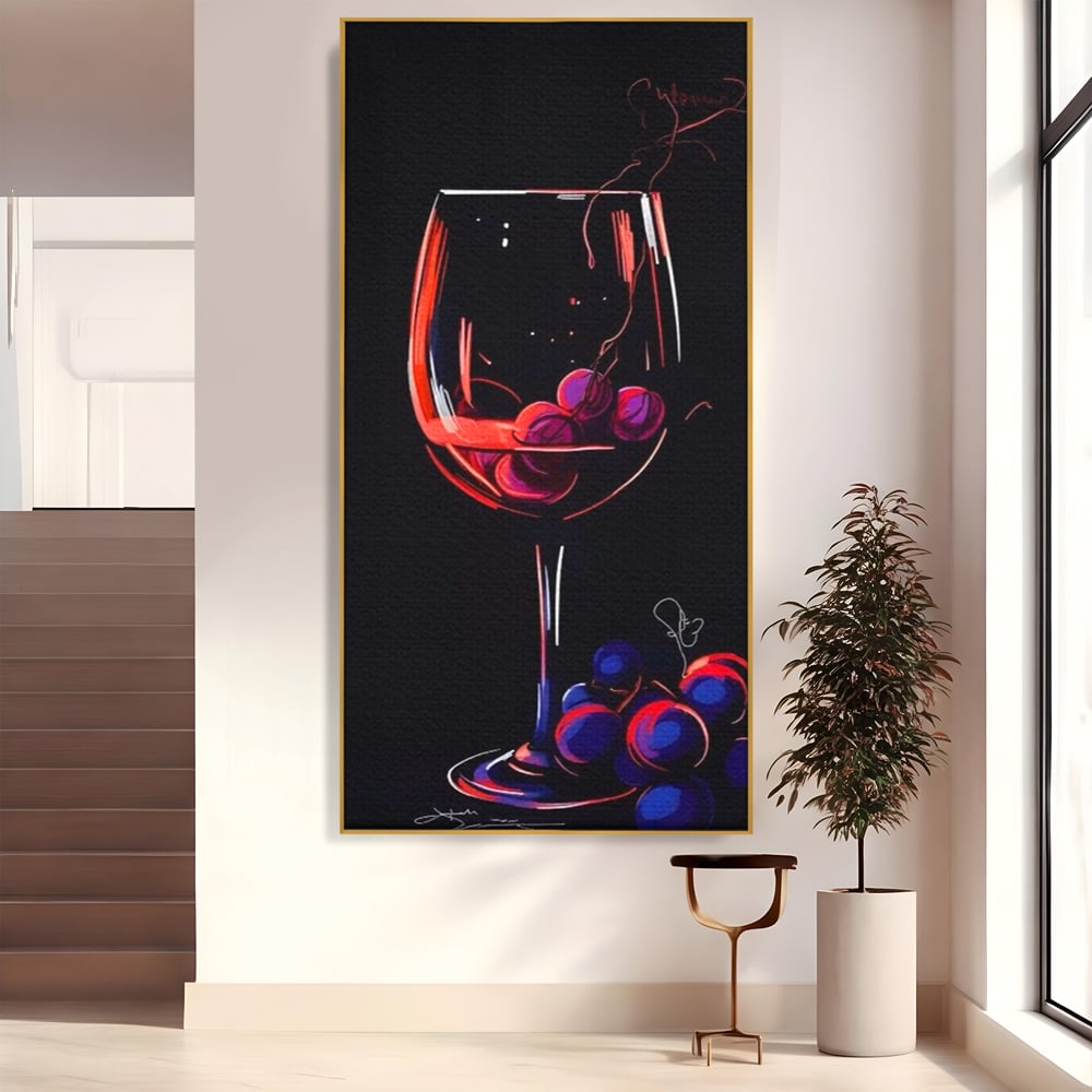 Tablou Canvas Premium LuxCanva® A1534, Pahar Cu Vin , Room, Struguri, Pahar, Fructe, Restaurant, Culori Vibrante