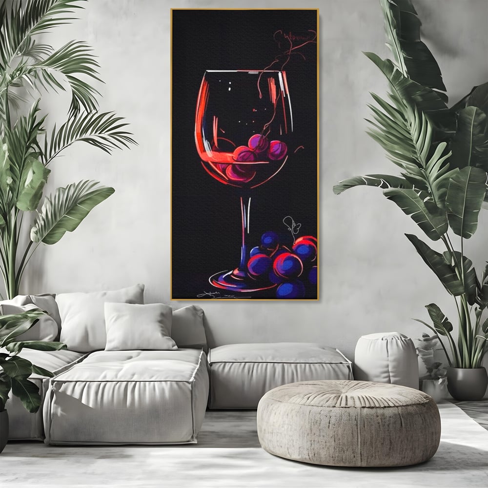 Tablou Canvas Premium LuxCanva® A1534, Pahar Cu Vin , Room, Struguri, Pahar, Fructe, Restaurant, Culori Vibrante